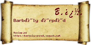 Barbély Árpád névjegykártya