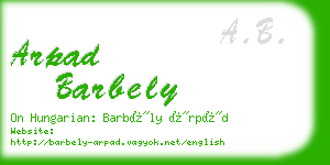 arpad barbely business card